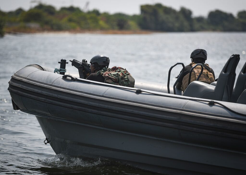 Nigerian Navy patrol boat on a creek
